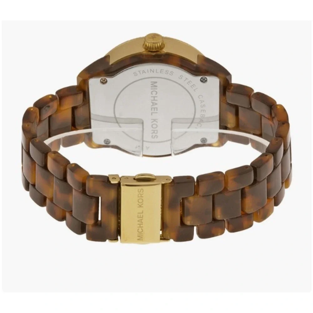Michael Kors Watch Jet Set Tortoise Shell Ladies Brown Jewelry Swarovski Crystal